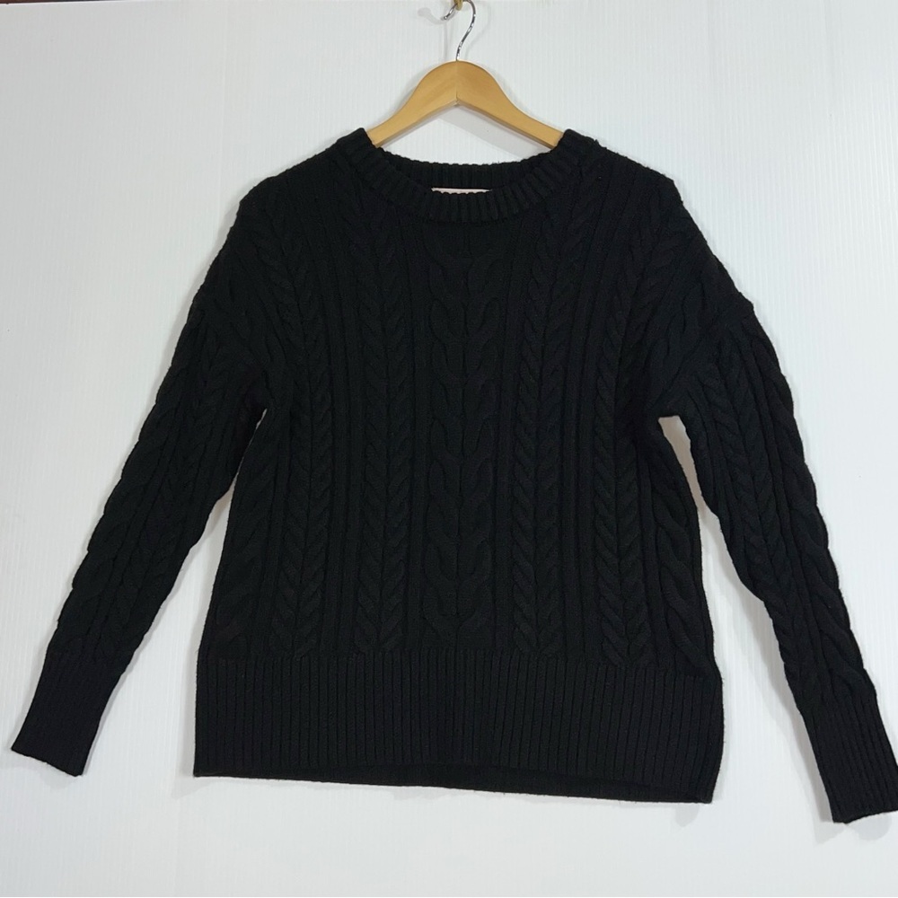 Philosophy Ribbed Crewneck Black Cable Knit Sweater NWT - Picture 11 of 13